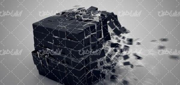 عکس مکعب سه بعدی رنگی