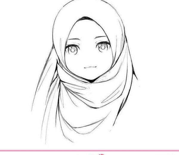 عکس نقاشی ساده دختر با حجاب