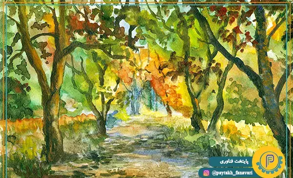 عکس نقاشی منظره ساده با گواش