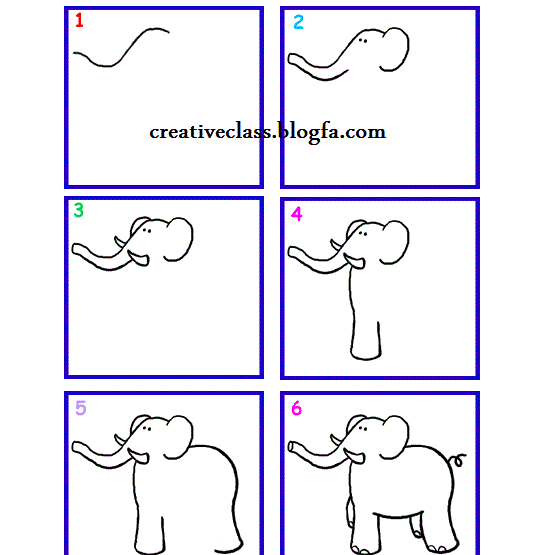 عکس فیل ساده نقاشی