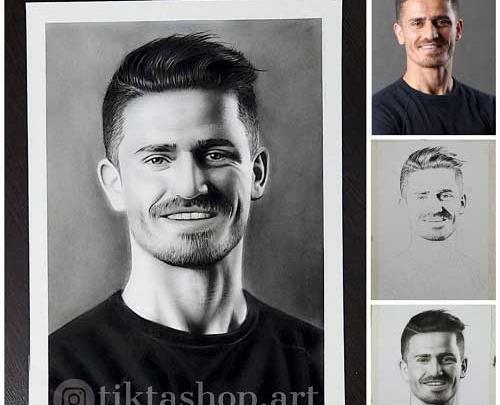 عکس طراحی چهره سیاه قلم ساده