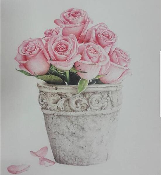 عکس طراحی ساده با مداد گل