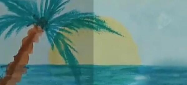 عکس نقاشی ساده ساحل دریا