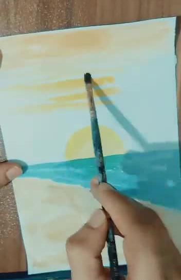 عکس نقاشی ساده ساحل دریا