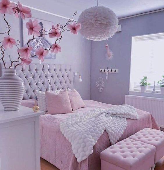 عکس اتاق سفید صورتی