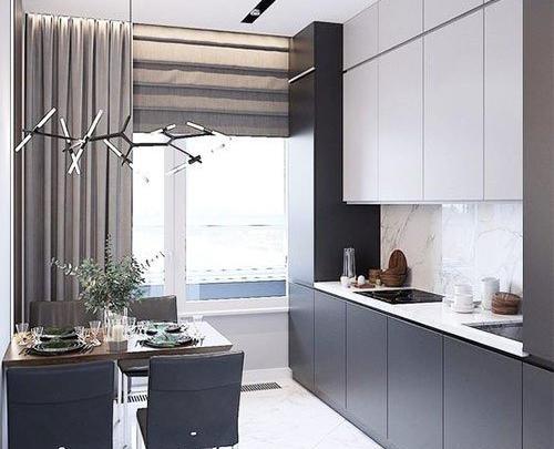 عکس کابینت آشپزخانه سفید طوسی