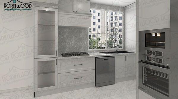 عکس کابینت آشپزخانه سفید طوسی