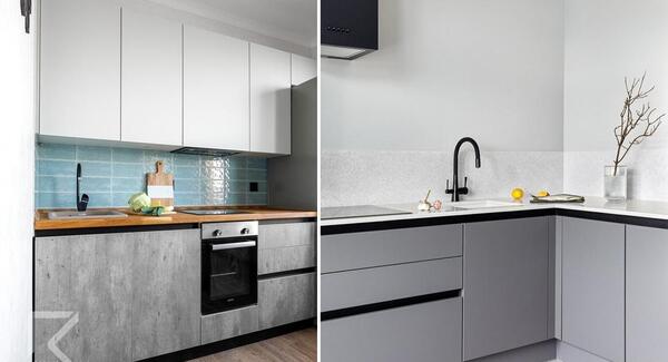 عکس کابینت آشپزخانه سفید طوسی