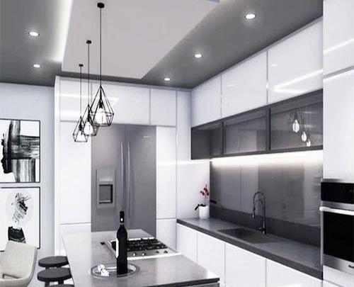 عکس کابینت آشپزخانه سفید طوسی