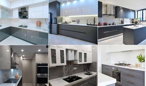 عکس کابینت آشپزخانه سفید طوسی