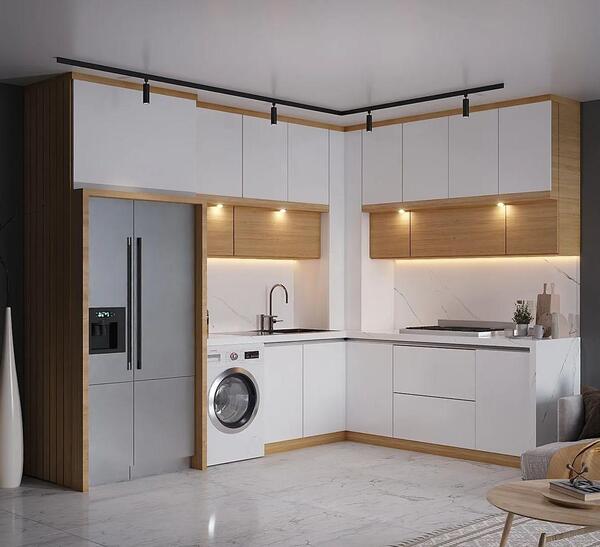 عکس کابینت آشپزخانه سفید مشکی