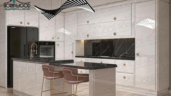 عکس کابینت آشپزخانه سفید مشکی