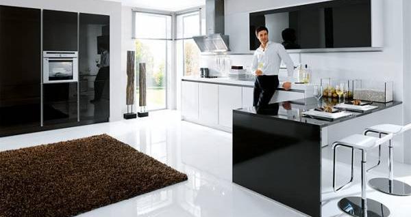 عکس کابینت آشپزخانه سفید مشکی