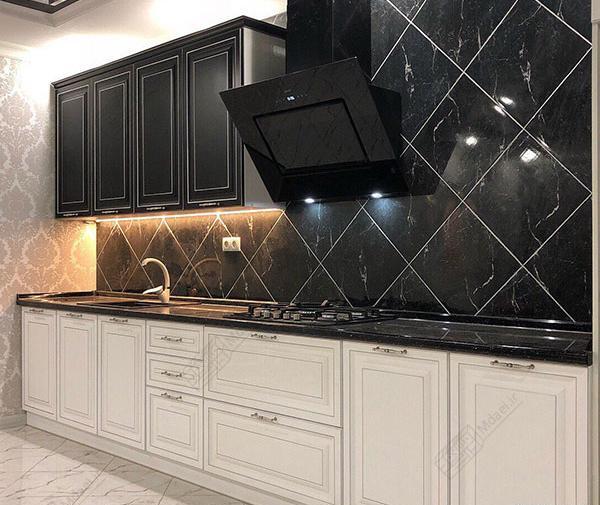 عکس کابینت آشپزخانه سفید مشکی
