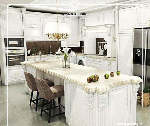 عکس کابینت آشپزخانه سفید مشکی