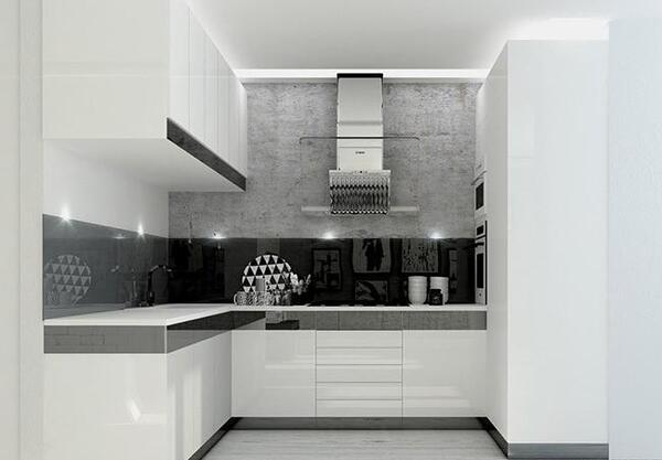 عکس کابینت آشپزخانه سفید و طوسی
