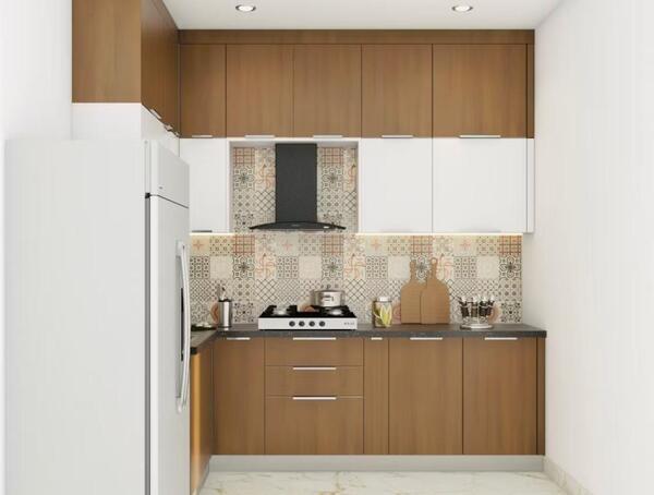 عکس کابینت آشپزخانه سفید قهوه ای