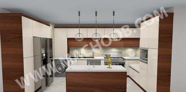 عکس کابینت آشپزخانه سفید قهوه ای
