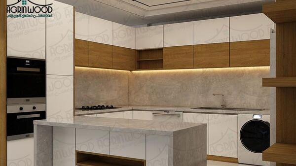 عکس کابینت سفید قهوه ای
