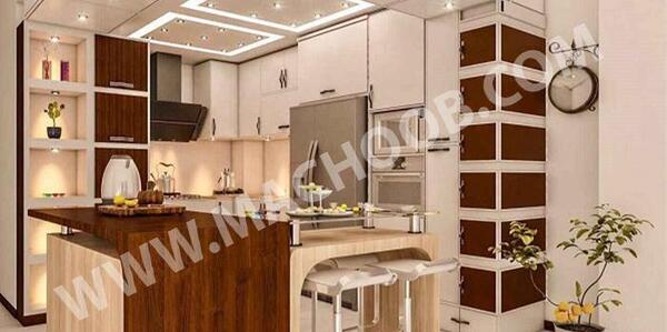 عکس کابینت سفید قهوه ای