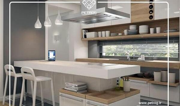 عکس کابینت سفید قهوه ای