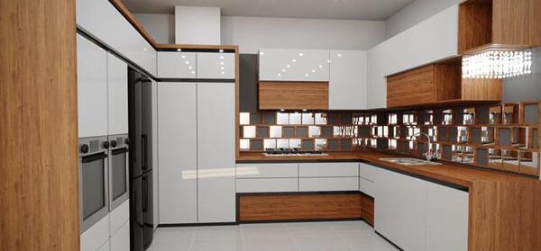 عکس کابینت سفید قهوه ای