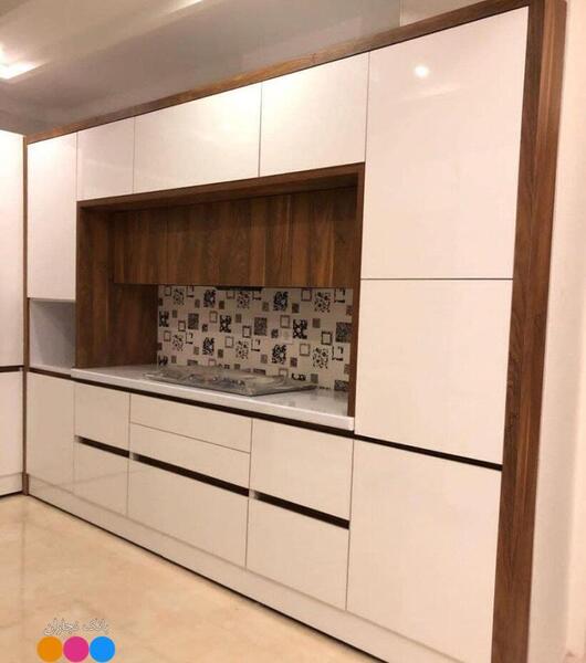 عکس کابینت سفید قهوه ای