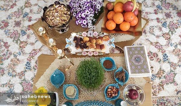 عکس هنری با سفره هفت سین