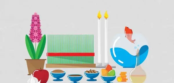عکس نقاشی سفره هفت سین در کنار خانواده