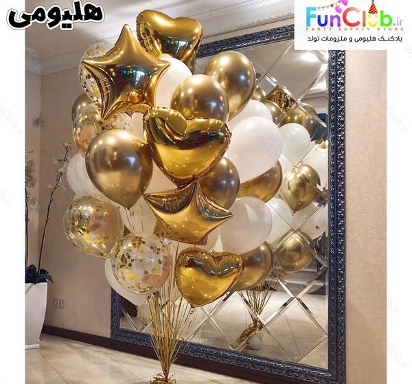 عکس بادکنک سفید و طلایی