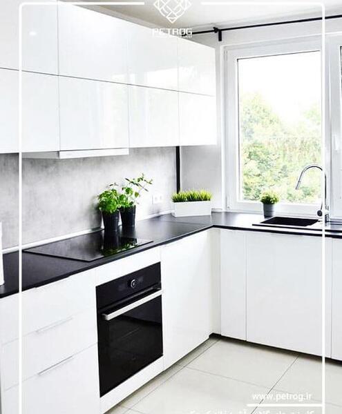عکس کابینت های گلاس سفید مشکی