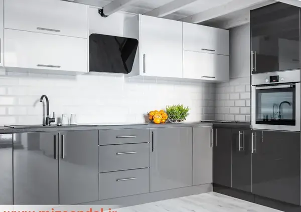 عکس کابینت های گلاس سفید و مشکی