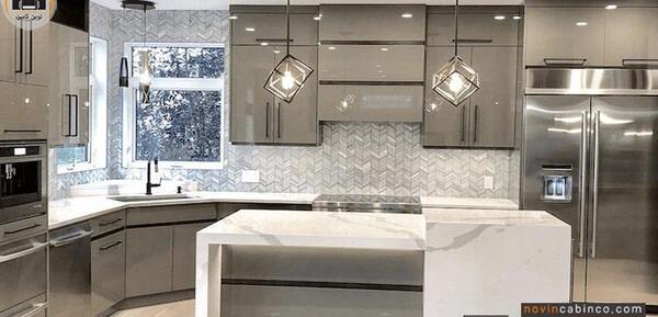 عکس کابینت های گلاس سفید و مشکی