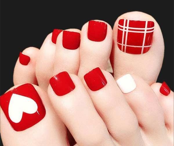 عکس ناخن سفید و قرمز