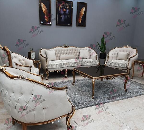 عکس مبل سفید طلایی
