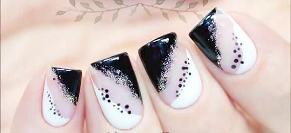 عکس ناخن ژلیش سیاه سفید