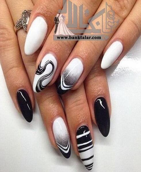 عکس ناخن ژلیش سیاه سفید