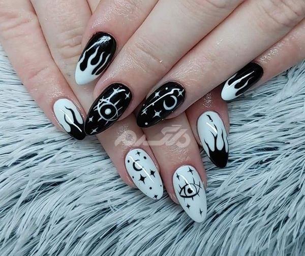 عکس ناخن ژلیش سیاه سفید