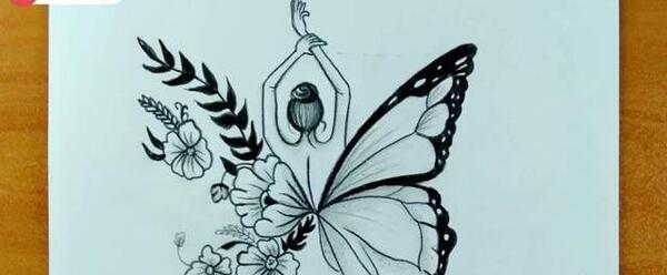 عکس نقاشی سیاه سفید پروانه