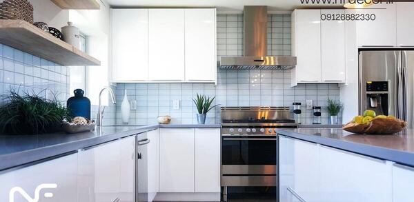 عکس کابینت های گلاس سفید اکلیلی