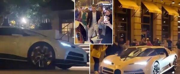 عکس رونالدو با بوگاتی شیرون