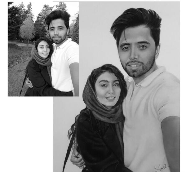 عکس نقاشی رمانتیک دو نفره