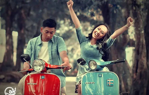 عکس دونفره با موتور سنگین