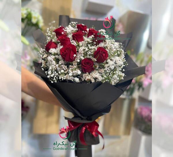 عکس دسته گل رز قرمز و سفید