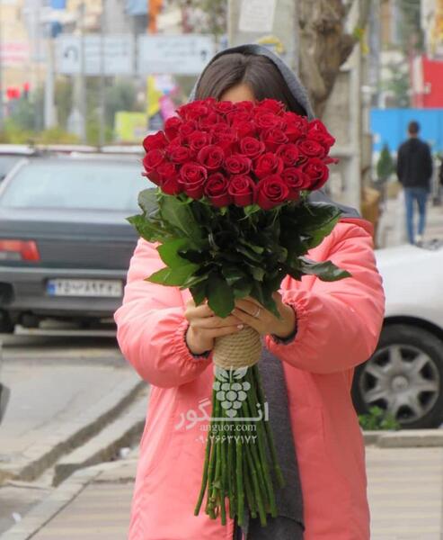 عکس دسته گل رز قرمز بزرگ