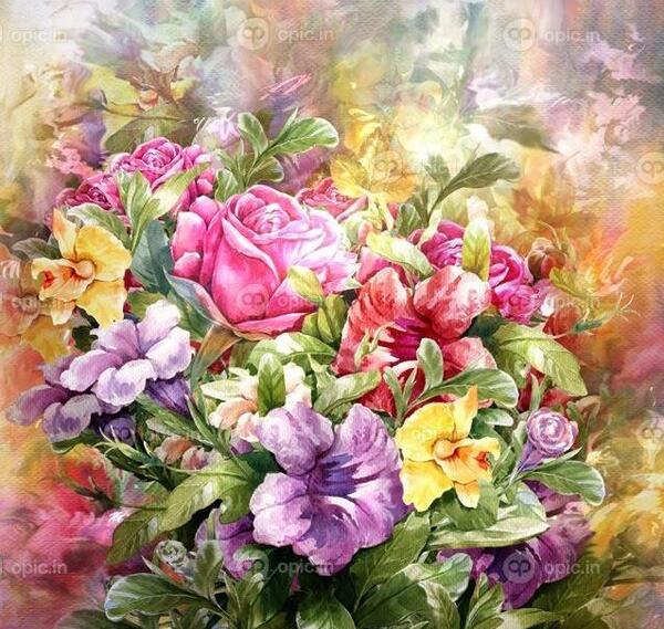 عکس های نقاشی دسته گل