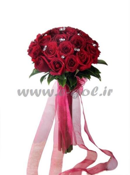 عکس دسته گل رز قرمز عروس