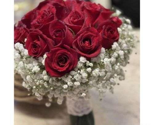 عکس دسته گل رز قرمز عروس