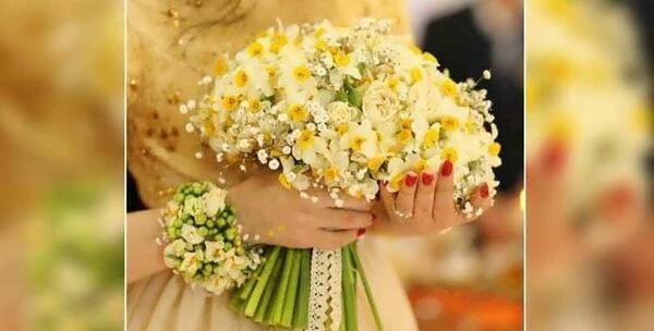 عکس دسته گل عروس با گل مریم