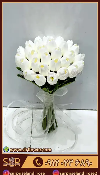 عکس دسته گل عروس با گل لاله